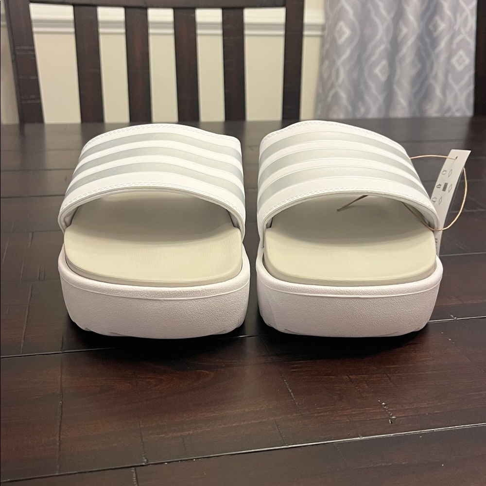 Adidas Adilette Platform Slides Sandals Shoes IE9703 white silver Women’s Sizes - Picture 6 of 12